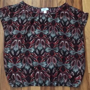 LOFT XSP red and black paisley blouse